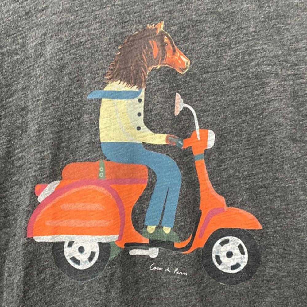 Ariat Long Sleeve Cotton Top Heathered Grey with Cartoon Motive size S - Picture 2 of 8